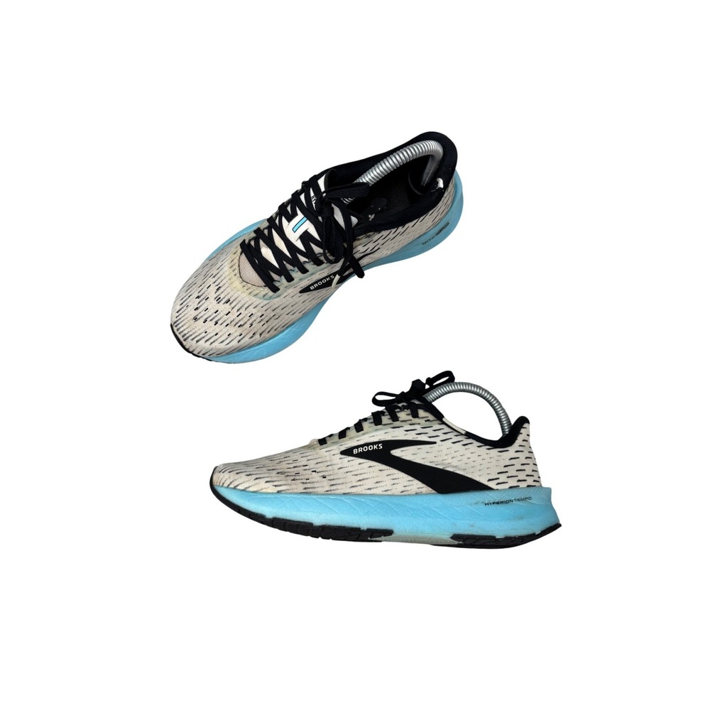 Brooks Hyperion Tempo Running Shoes‎ White Black Blue Mesh Sneaker Women's 7.5